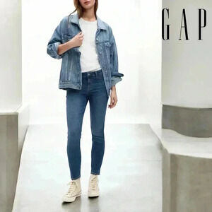 NWOT, GAP, Mid Rise Favorite Ankle Jeggings, Size 30, Dark Indigo Blue